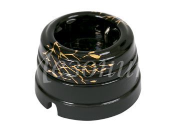 Розетка ретро фарфоровая, двухполюсная, с заземляющим контактом, коллекция "ИМПЕРАТОРСКАЯ" , цвет - черный "Цезарь", ТМ "МезонинЪ" GE70301-05C