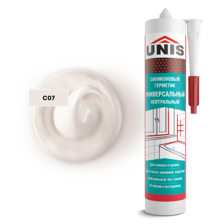Герметик силиконовый универсальный Юнис UN-80 светло-серый С07 300 мл