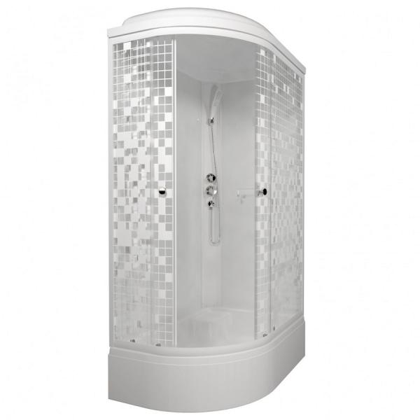 Душевая кабина Triton Коралл 120х80 В правая, стекл.мозаика,проф.белый, средн. под.,сифон, 6 мест