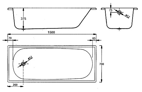 Ванна стальная BLB Europa 150х70 с ножками