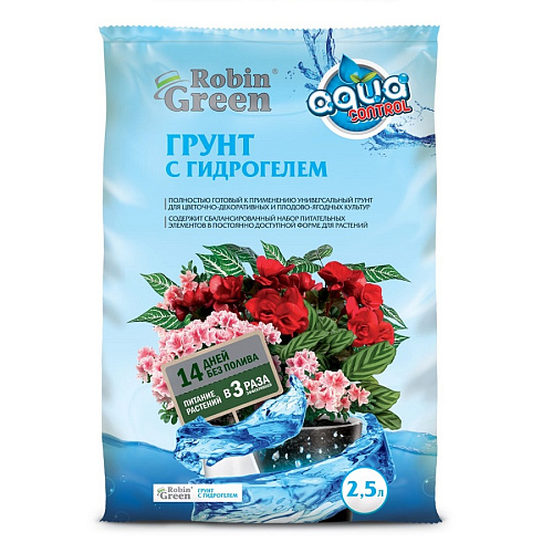 Почвогрунт универсальный с гидрогелем РобинГрин 2,5л