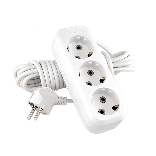 Удлинитель сетевой LUX У3-Е-05 трехместный 250В 16А 5м с заземлением