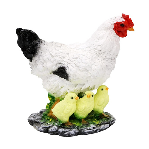 Садовая фигура Курица с тремя цыплятами Н-28см