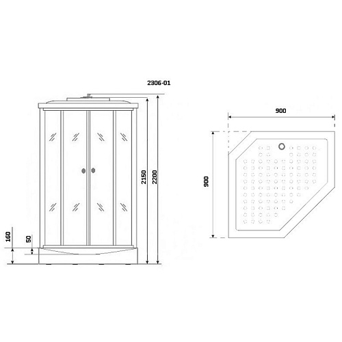 Душевая кабина Niagara NG 2306-01 90х90х220