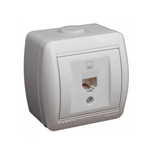 Розетка Lezard MIRA TF одинарная скрытая установка белый с белой вставкой