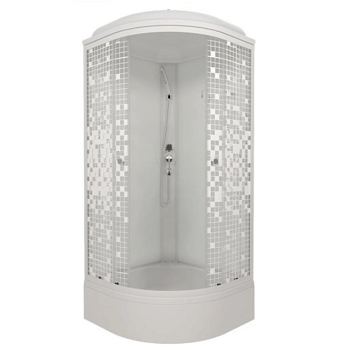 Душевая кабина Тритон Мозаика 90х90 1/4 круга средний поддон 7 мест +сифон 50мм