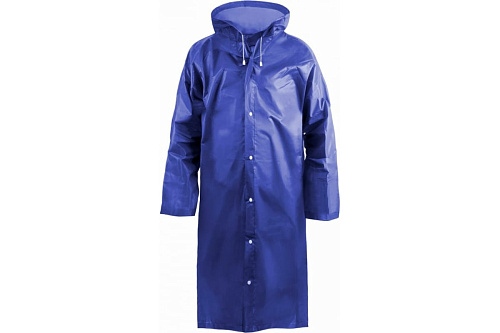 Дождевик EVA с капюшоном на кнопках синий