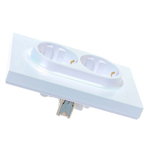 Розетка Schneider ATLASDESIGN двойная 16А с заземлением в сборе жемчуг