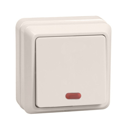 Выключатель с подсветкой IEK ОКТАВА ВС20-1-1-ОКм одноклавишный  наружный 10А бежевый