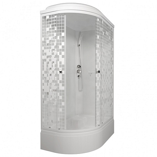 Душевая кабина Triton Коралл 120х80 В правая, стекл.мозаика,проф.белый, средн. под.,сифон, 6 мест
