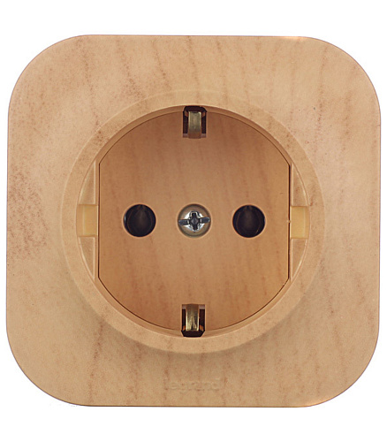 Розетка Legrand одинарная открытая установка с заземлением дерево