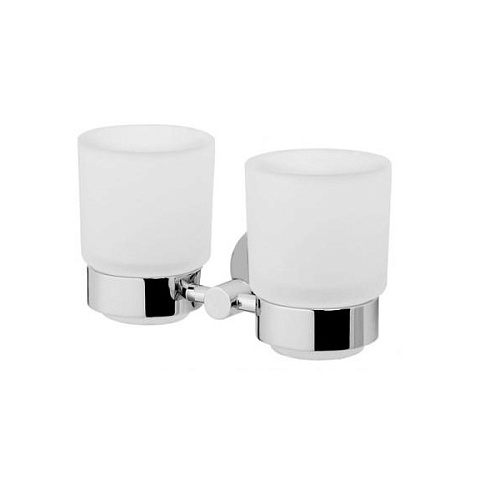 Стакан Bliss двойной стеклянный с настенным держателем хром