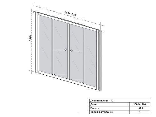 Штора для ванны Тритон Аква 170 2 двери мозаика белый