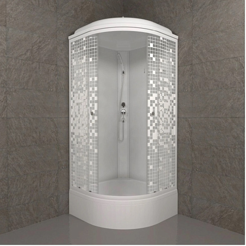 Душевая кабина Тритон Мозаика 90х90 1/4 круга средний поддон 7 мест +сифон 50мм