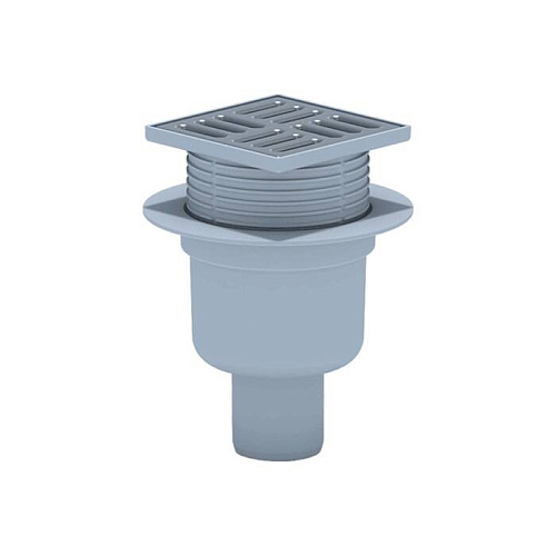 Трап с нержавеющей решеткой 150х150 мм вертикальный выпуск d50 мм регулируемый