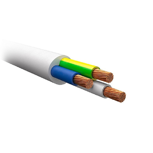 Провод ПВС 3х2,5 белый круглый многопроволочный (гибкий)