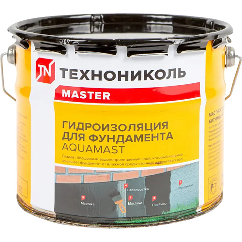Мастика битумная AguaMast ТЕХНОНИКОЛЬ MASTER гидроизоляционная 3кг