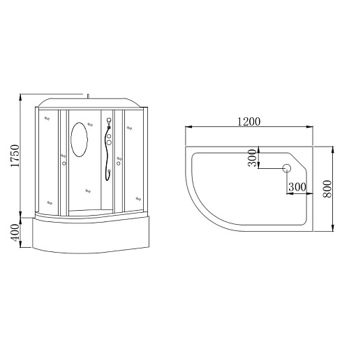 Душевая кабина Hydroom HD-KU12080VFR 120х80 правая