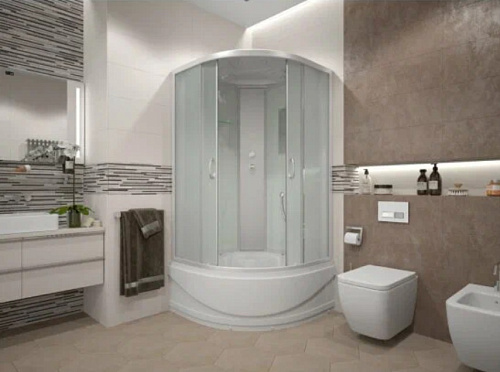 Душевая кабина Erlit ER3508TP-C3-RUS 80х80,1/4 круга, стекл.матовое,профиль серебр высокий под,сифон