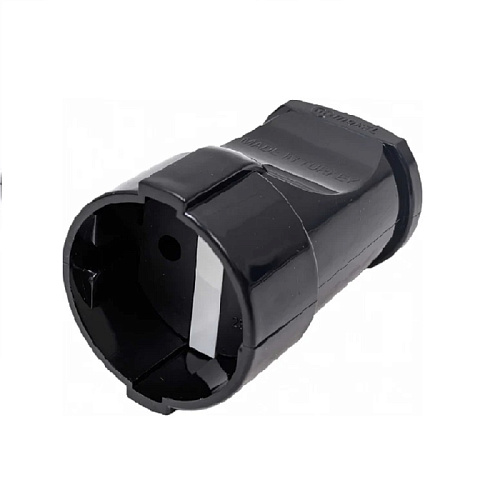 Гнездо штепсельное Makel без заземления чёрное из ударопрочного пластика 6А