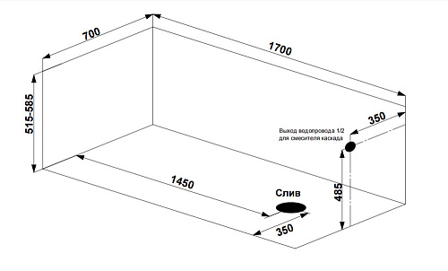 Ванна Cersanit NATURE 170х70 прямоугольная белая