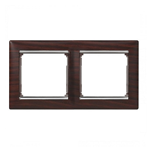 Рамка Legrand 2 поста скрытая установка темное дерево/серебро