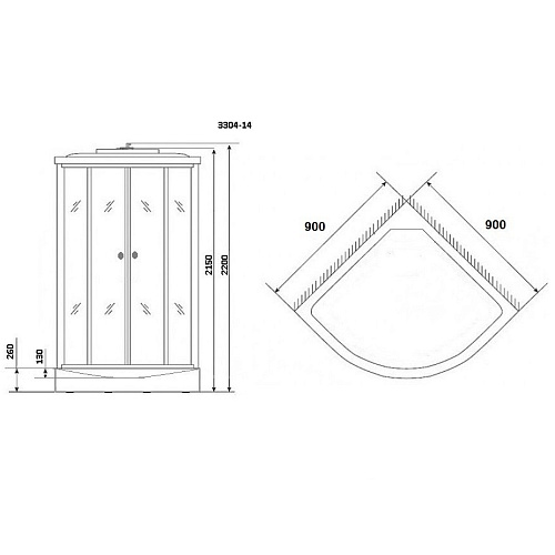 Душевая кабина Niagara NG 3304-14 90х90х215 низкий поддон матовое стекло