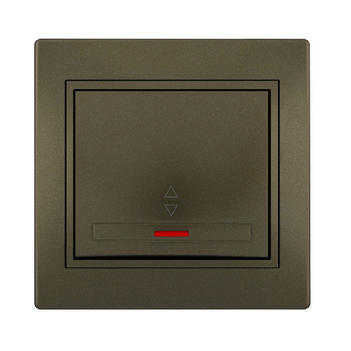 Выключатель с подсветкой Lezard одноклавишный скрытая установка светло-коричневый металлик