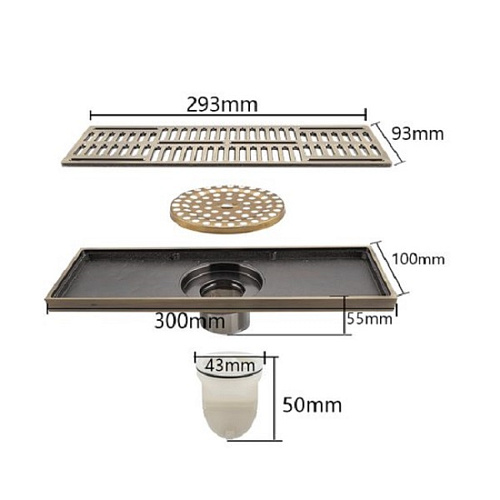Трап душевой бронза 100х300