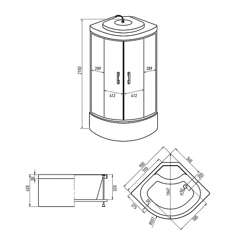 Душевая кабина Erlit 90*90*215 ER3509TP-C3-RUS