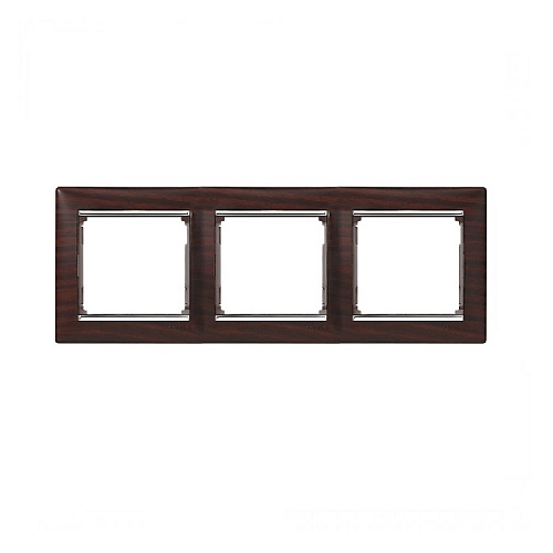 Рамка Legrand 3 поста скрытая установка темное дерево/серебро