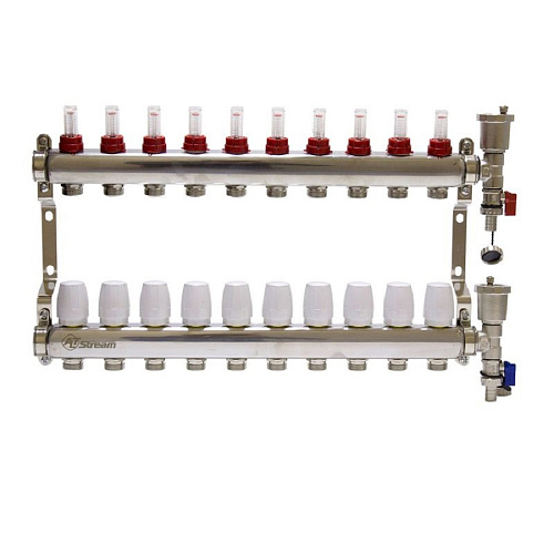 Коллектор ALTStream из нержавеющей стали в сборе с расходомерами 10 выходов
