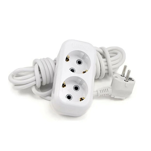 Удлинитель сетевой LUX У2-0-05 двухместный 250В 10А 5м без заземления