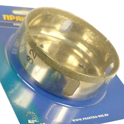 Коронка алмазная ПРАКТИКА Мастер 82мм по стеклу и керамике