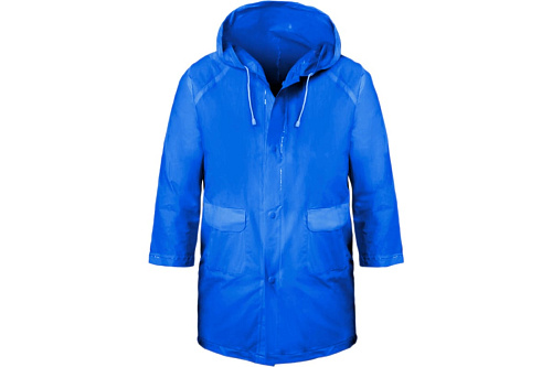 Дождевик детский синий с капюшоном на кнопках