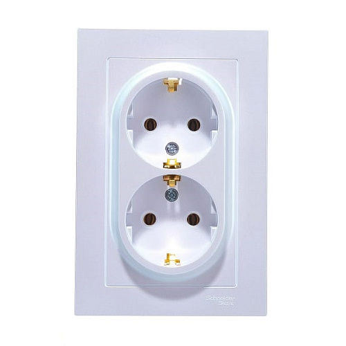 Розетка Schneider ATLASDESIGN двойная 16А с заземлением в сборе жемчуг