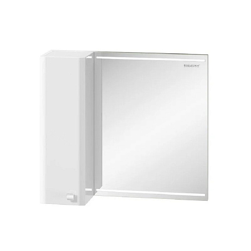 Зеркало шкаф 70 левое белый глянец с подсветкой