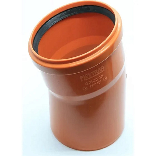 Отвод канализационный для наружных работ d110 мм х 15° Рыжий