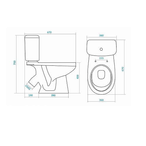 Унитаз-компакт Борель нижнияя подводка , 2-х режимная арматура