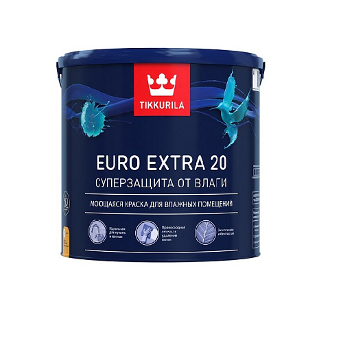 Краска водно-дисперсионная EURO EXTRA 20 А полуматовая 2,7л