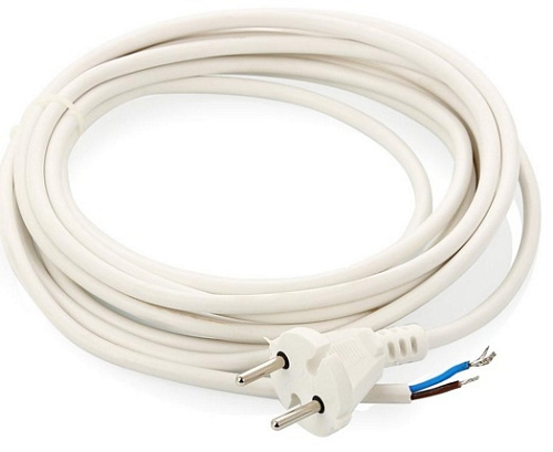 Шнур сетевой LUX V2 ПВС 2х0,75 с вилкой 3м без заземления белый