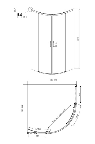 Душевой уголок Ambassador Queen Black 262625
