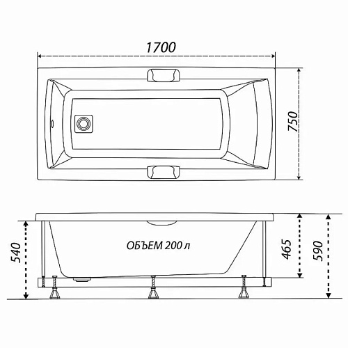 Ванна акриловая Тритон Алекса 170 (Х)