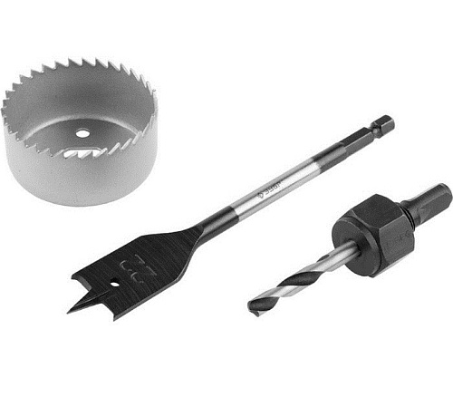 Набор для врезки замков коронка54мм сверло22мм ЗУБР