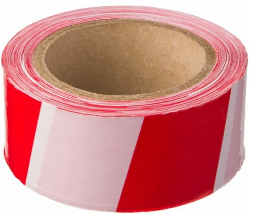 Лента сигнальная 50мм х 150м красно-белая