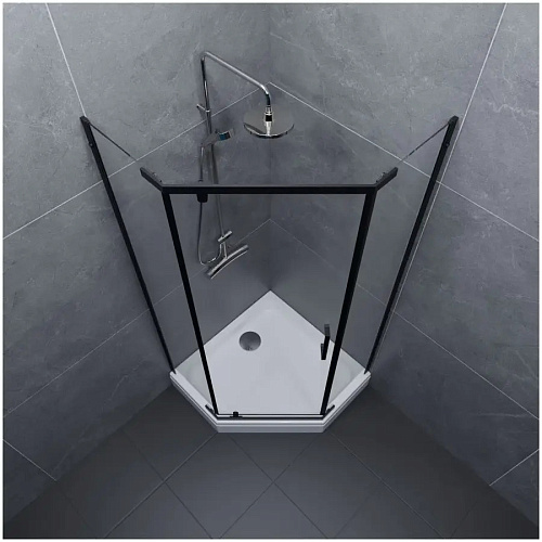 Душевое ограждение Тритон Дека-БЛЭК 100х100, пятиуг., низ.подд.(3 места+сифонD90мм)