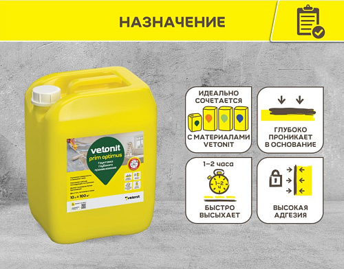 Грунтовка глубокого проникновения Ветонит Prim Optimus