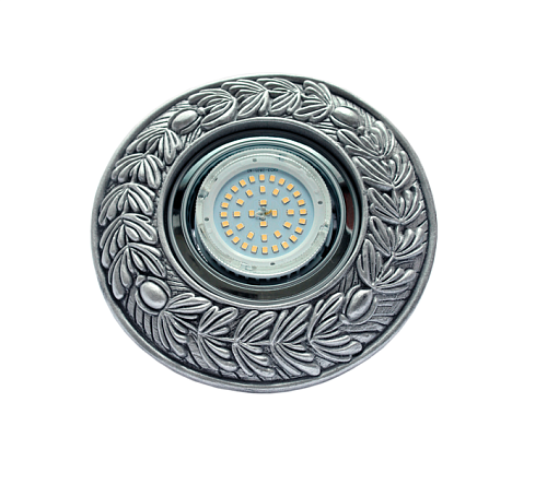 Накладка Ecola венок широкая гипсовая для встраиваемого светильника GX53 H4 23х195 черненое серебро