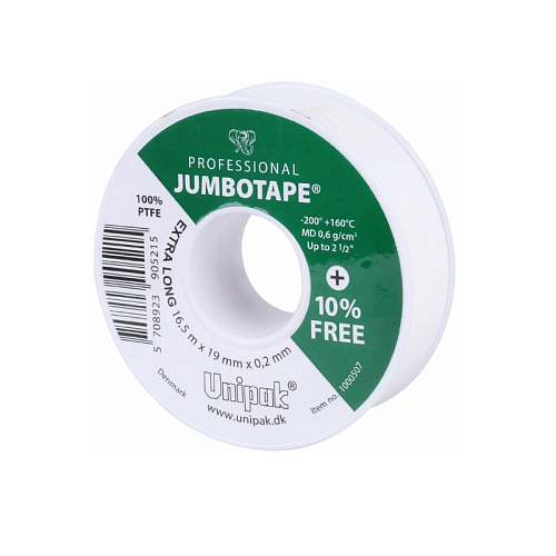 Фум лента JUMBOTAPE 16,5м х 19мм х 0,2мм Зеленая