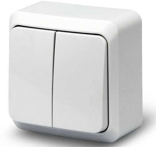 Выключатель IEK ОКТАВА ВС20-2-0-ОБ двухклавишный наружный 10А белый